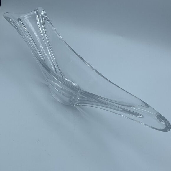 Signed Daum France Crystal Freeform Sculpture Vase - 14” Long, Elegant Design - Picture 3 of 9